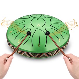 Ovshnrr Steel Tongue Drum 6 Inch 11 Tone Tongue Drum Disc Drum, Steel Pan Tones Percussion Instrument Hand Pan Drum with Bag, Fingerpick, and Mallet for Meditation Yoga Sound Healing