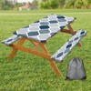 JAWO Blue and Grey Picnic Table Cover with Bench Covers,