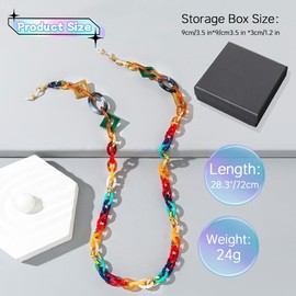 DIYBravo Acrylic Glasses Chain for Women, Stylish Non-Slip Glasses Chain Peacock Blue Glasses Chains, Lightweight Glasses Strap Women for Glasses Mask Necklace Glasses Accessories with 1 Gift Box,