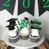 Class of 2022 Green Glitter Graduation Cupcake Topper, Food/Appetizer Picks