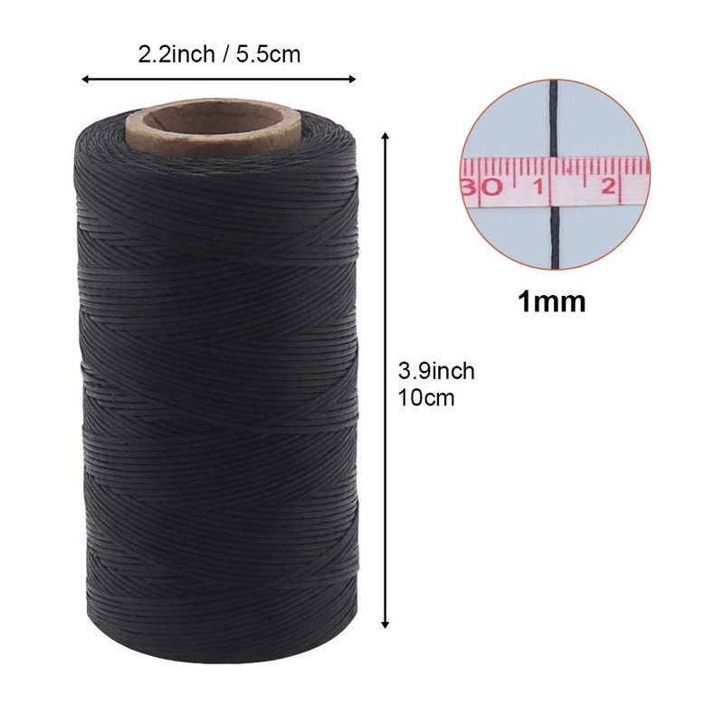 Vivifying 1mm Waxed Thread, 328 Yard Black 150D Waxed Leather