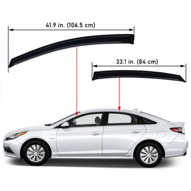 Lightronic Extra Durable Outside-Mount Auto Vent Window Visor, Fits 2011-2014 Hyundai Sonata, 2011-2016 Hyundai Sonata Hybrid, UV Protection Rain Guard, Original Wind Deflector, Dark Smoke, 4-Pcs