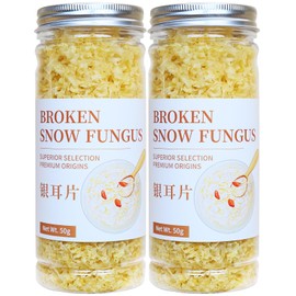 Wanhua Hall Broken Snow Fungus Dried White Fungus Slices Mushroom Woodear Mushroom Premium All Natural Vegan and Gluten-Free 3.5oz(100g) 银耳片 椴木银耳