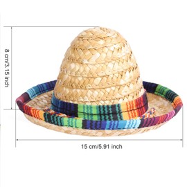 Mini sombrero mexicano de paja natural Mini Fiesta Sombrero Sombrero Sombrero Sombrero para decoraciones de fiesta temáticas (marrón)