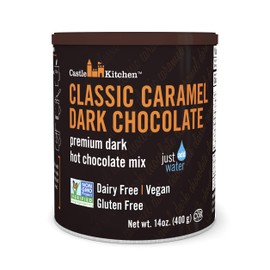 Castle Kitchen Caramel Dark Hot Chocolate - Premium Plant Based, Dairy Free, Gluten-Free, Vegan Hot Coca Mix - Just Add Water - 14 oz