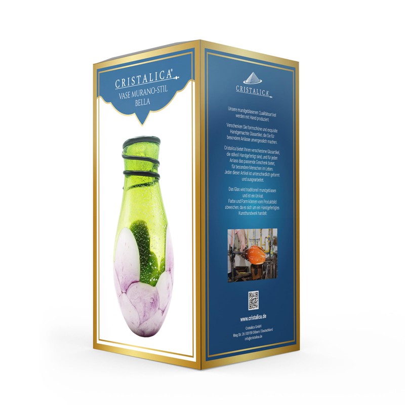 Bella Murano Style Vase Height Approx. 30 cm Handmade