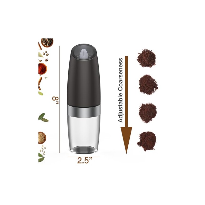 Gravity Electric Salt and Pepper Grinder Set with LED Light