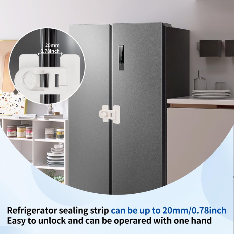4 x Fridge Lock No Drilling Suitable for Ovens, Refrigerators,