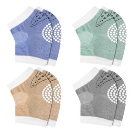 KroY PecoeD 4 Pairs of Knee Pads Baby Crawling Rubber Dots Non-Slip Cotton Baby Knee Pads Crawling Aid for Unisex Babies, Style 1