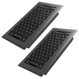 Howeall 4x8 Inches 2 Pack Heavy Duty Walkable Floor Register - Easy Adjust Air Supply Lever Decorative Floor Vent Covers, Boston Design Vent Covers for Home - Matte Black
