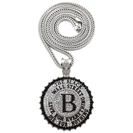 GWOOD Black Wall Street Pendant with Crystal Rhinestones Necklace 24 Inch Franco