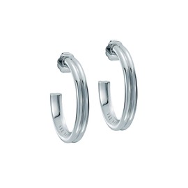 Ted Baker Hisla Hidden Heart Large Hoop Earrings for Women (Silver)