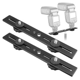 Dual Flash Bracket,Chromlives Dual Tripod Mount Bracket,1/4" Dual Camera Mount Flash Extension Bar,8" Dual Tripod Bracket for Camera,LED Light,DSLR Camera,Tripod,Flash Light(2 Pack)