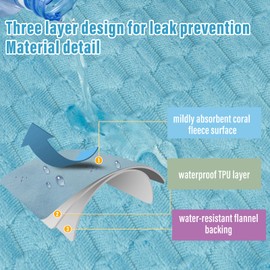 Ahinahwap Water Resistant Blanket for Bed Couch Sofa, Cat/Dog Blanket Waterproof Washable, Small Cozy Reversible Furniture Protector, Leakproof Throw (40"x60", Sky Blue/Pale Blue)