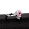 Uloveido White Gold Plated Heart Shape Pink Crytal Rings Wedding,