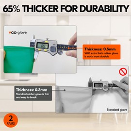 Vgo... 2Pairs Reusable Household Cleaning Gloves,Rubber Dishwashing gloves,Extra Thickness,Long Sleeves,Kitchen Cleaning/Working/Painting/Gardening/Pet Care(HH4601, Green, XL, 2Pairs)