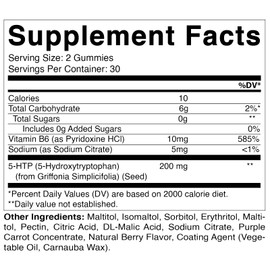 Vitamatic Sugar Free 5-HTP 200mg Gummies with B6 – 60 Pectin-Based Gummies – Mood Support & Stress Relief- 2 Pack