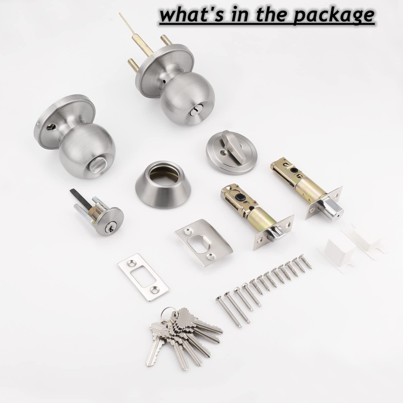 Probrico 6 Pack -Brushed Nickel Entry Knob and Single Cylinder