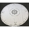 Elegant Linen Embroidered Fabric Embroidery Tablecloth Napkin 72x72" Round-White Elegant