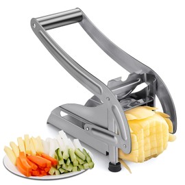 95Street Potato Cutter Made of Stainless Steel, Fries Potato Chopper Cutter 2 Inserts Non-Slip Rubber Base, Professional Vegetable Cutter