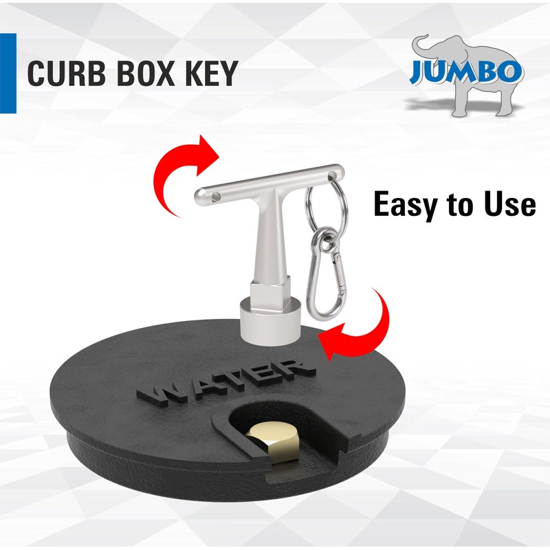 JUMBO Curb Box Key Wrench, Stainless Steel Water Valve Shut