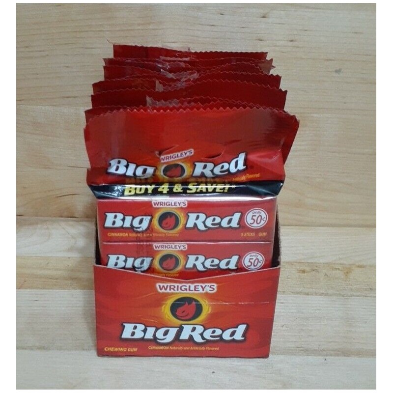 Wrigley 10 PACKAGES: Wrigleys Big Red chewing gum, Cinnamon TOTAL