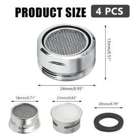 Litoexpe 15/16 Inch Faucet Aerator 4 PCS, Kitchen Sink Aerator Replacement Parts, Sink Faucet Male Thread Faucet Filter with Brass Shell and Gasket for Bathroom