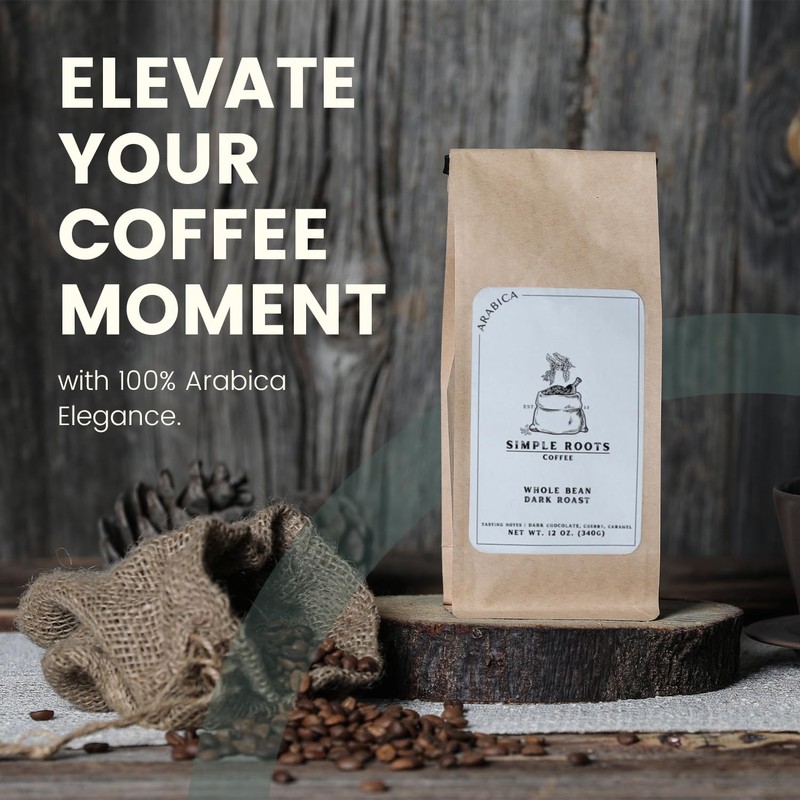 Simple Roots Coffee - 100% Arabica Dark Roast, Low Acidity,