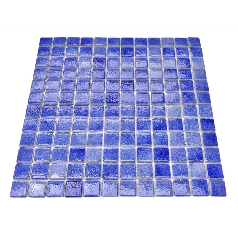 Tenedos Blue Recycled Glass Mosaic Tile Square 7/8 Inch Pattern