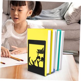 STOBAZA 2pcs Book Organizer Metal Book Ends Cat Book Holders Office Books Stopper