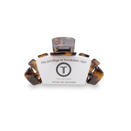 TELETIES - Small Hair Clip - Hair Claw Clips for Women - Strong Grip, Bendable Teeth, Comfortable Curved Design - Ideal for Thin or Short Hair - For All Hair Textures - Tortoise