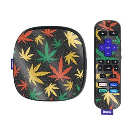 MightySkins Glossy Glitter Skin Compatible with Roku Ultra HDR 4K Streaming Media Player (2020) - Rastafari Kush | Protective, Durable High-Gloss Glitter Finish | Easy to Apply | Made in The USA