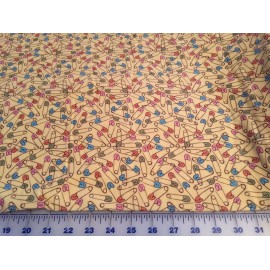 unbranded Baby Onsies & Things safety Pins on yellow FLANNEL cotton Fabric per yard  44"
