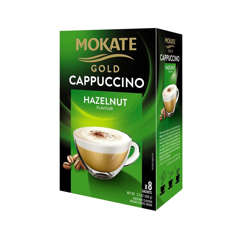 Mokate Gold Cappuccino Hazelnut Flavour 6 boxes 8 sachets total