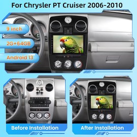 [2+64G] Android Stereo for Chrysler PT Cruiser 2006-2010 - Wireless Carplay and Android Auto, 9 inch HD Touchscreen Aftermarket Radio - WiFi, GPS, Mirror Link, FM/RDS Radio + Canbus + Backup Camera