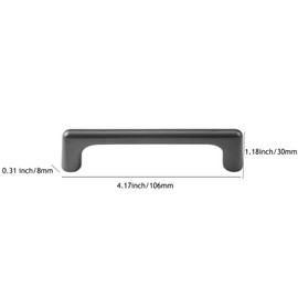 Xisakaca Matte Gray Cabinet Pulls,Modern Minimalist Cabinet Handle Square Cabinet Handles 2 Pcs Furniture Hardware Door Handle Hole Distance 3.77inch for Cabinets Drawer Hoe Cabinet Bathrooms