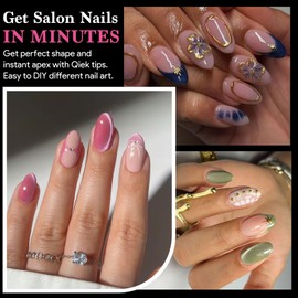 Qiek Short Almond False Nail Tips, 15 Sizes 510 PCS Clear Soft Press On Fake Nail Pre-shaped Half Matte Full Cover Gel Nail Tips Extensions Strong Thick Long Lasting for DIY Beginners & Salon Manicure