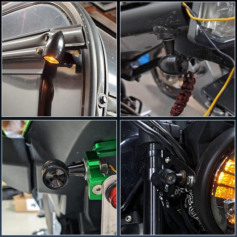 RACEAST Motorcycle Turn Signal, LED Round Bullet Type, Small 12V