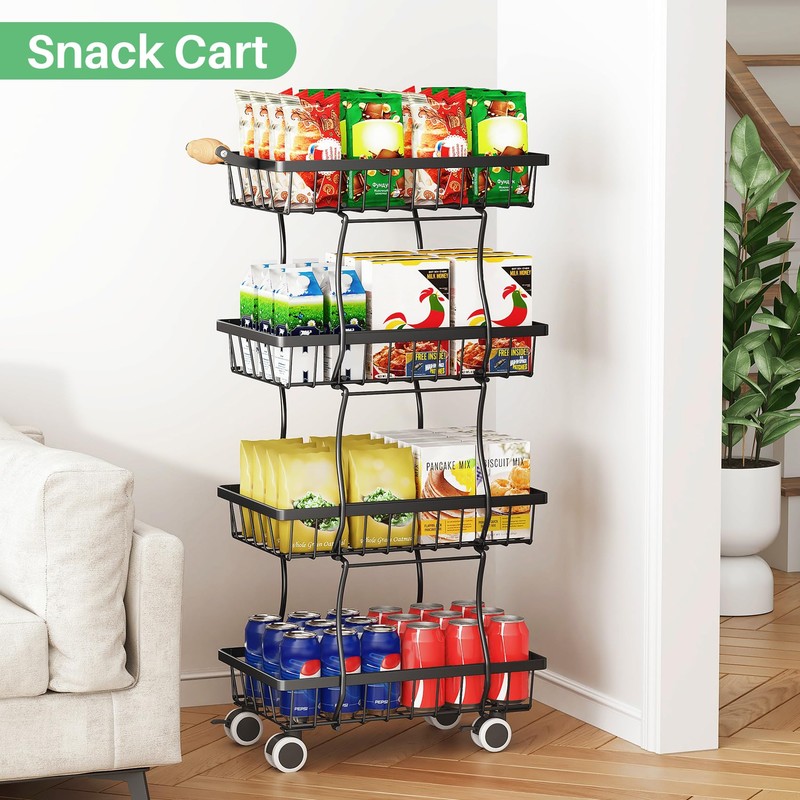 Fruit Basket Kitchen Pantry Organizers and Storage - 4 Tier