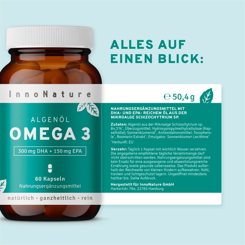 InnoNature Omega3 2:1 DHA/EPA | Natural from the Microalgae Schizochytrium