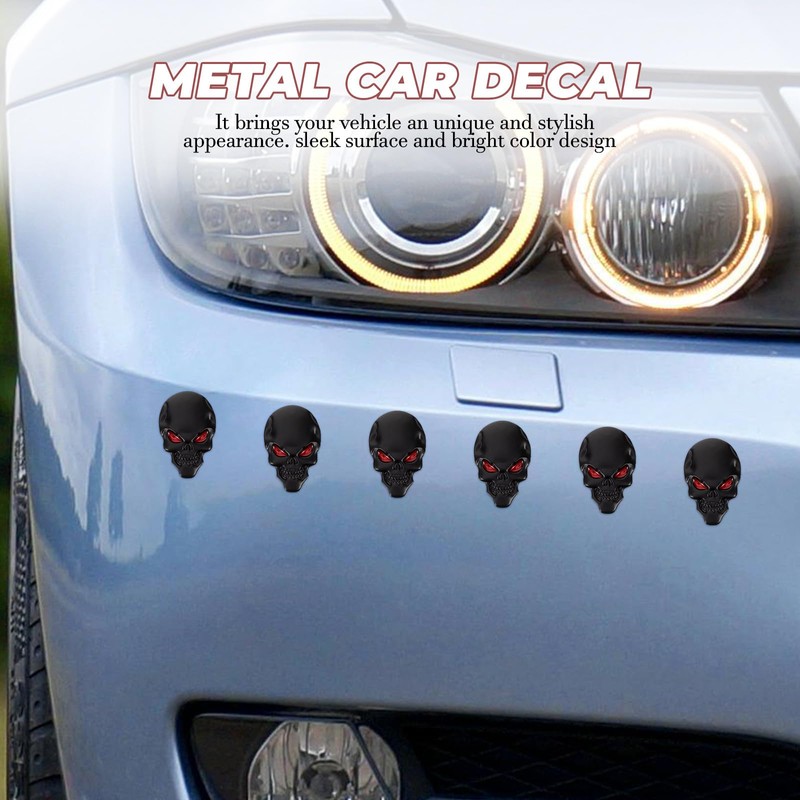 BESPORTBLE Skull Car Emblem 3D Black Metal Sticker Demon Skull