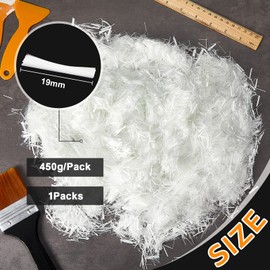 Fabbay 1lb 3/4'' (19 mm) Fiberglass for Cement Mortar Concrete Fiber Reinforcement Anti Seepage Anti Cracking White Fibers for Concrete Cement Countertops Building Wall Garden Floor (1 Pack)