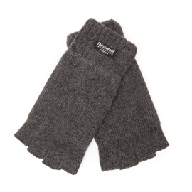 EEM Men's Soft Wool Thinsulate Thermal Lining Half Finger Gloves, charcoal