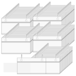 100 Pack Basket Label Holders, Plastic Wire Shelf Label Holders with Double Snap Lock Closure, Reusable Clear Price Tag Holder for Market, Retail Shop, Pantry(About 4" x 1.7")