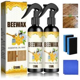 Nsacxa Beewax Essential Oil Wax, 2PCS Beeswax Spray, Beeswax Spray Furniture Polish, Bees wax Wood Polish, Bees wax Care spray & Restorer for Wood Floors, Furniture, Tables, Cabinets