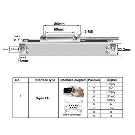 Optical Linear Scale Encoder 5um 270mm (10") Travel Length for Lathe Machine Milling Mill Machine