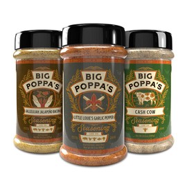 Big Poppa's Gourmet Burger Kit - Includes Jallelujah Jalapeño Bacon, Little Louie's Garlic Pepper & Cash Cow Beef Seasoning - Ultimate Gluten-Free BBQ Seasoning Bundle for Beef Patties (3 Pack)