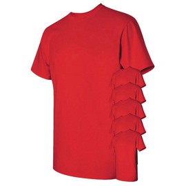 Gildan Men's Heavy Cotton T-Shirt, Red, S (Pack of 6)