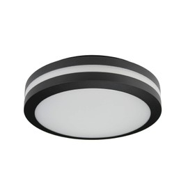 Solus 166FMF-LR22W-BK 12" Led Lunar Light Fixture, Vapor/Water Proof, 23W, 2000lm, 3000K, IP65 Rated, Energy Star, ETL Listed, Flush Mount Indoor/Outdoor Ceiling & Wall Use, Black
