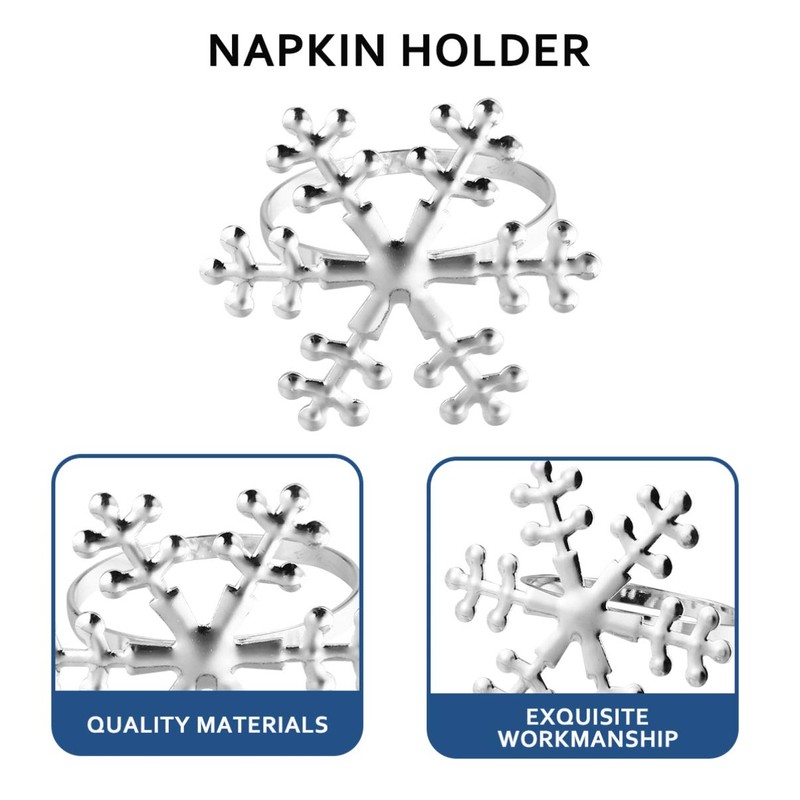 VALICLUD 6Pcs Christmas Snowflake Napkin Rings Serviette Holder Napkin Buckle